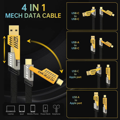 4-in-1 USB-C Cable, PD 65W Fast Charging Cable